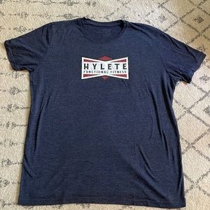 HYLETE athletic functional fitness T-shirt. Color: Navy Blue.